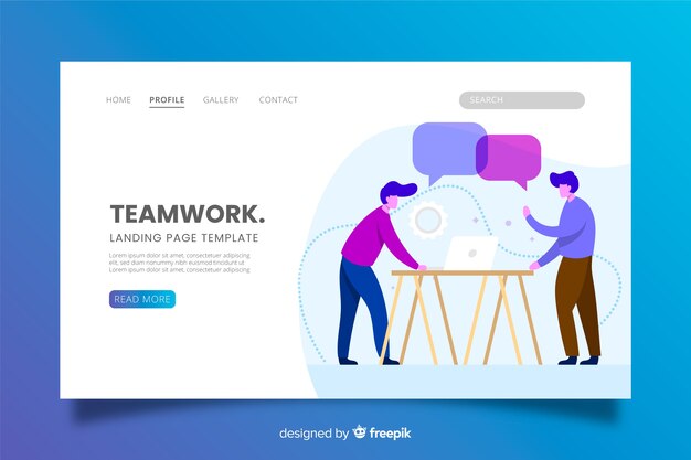 Business teamwork landing page