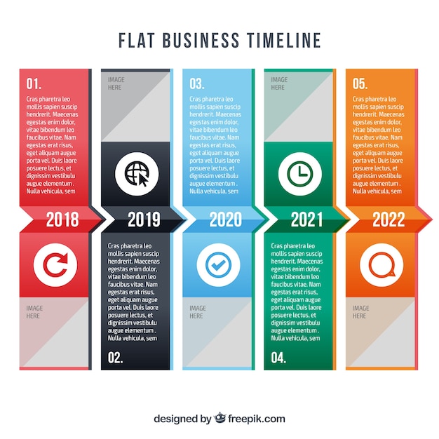 Business timeline in flat style