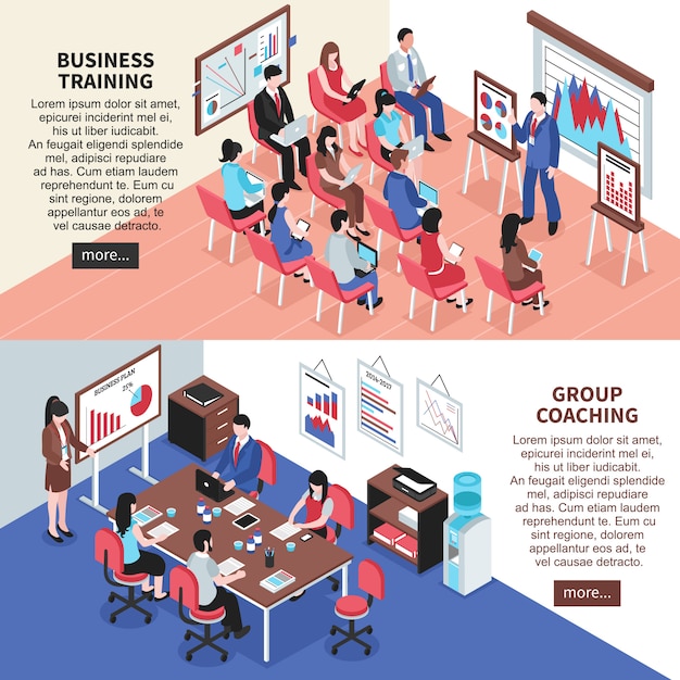 Free Vector business training and group coaching banners