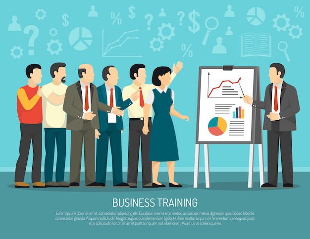 Free Vector  business training program class flat illustration 