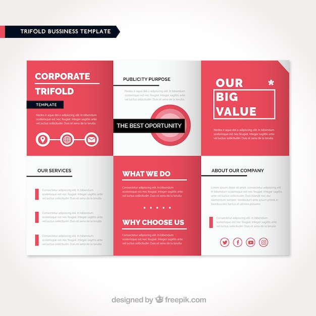 Business trifold with pink shapes