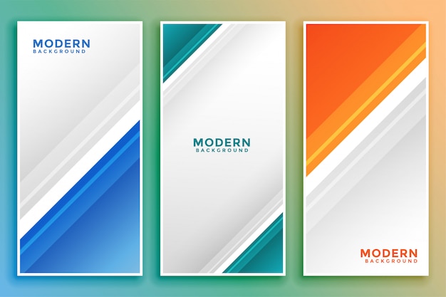 Business vertical banner set in line style