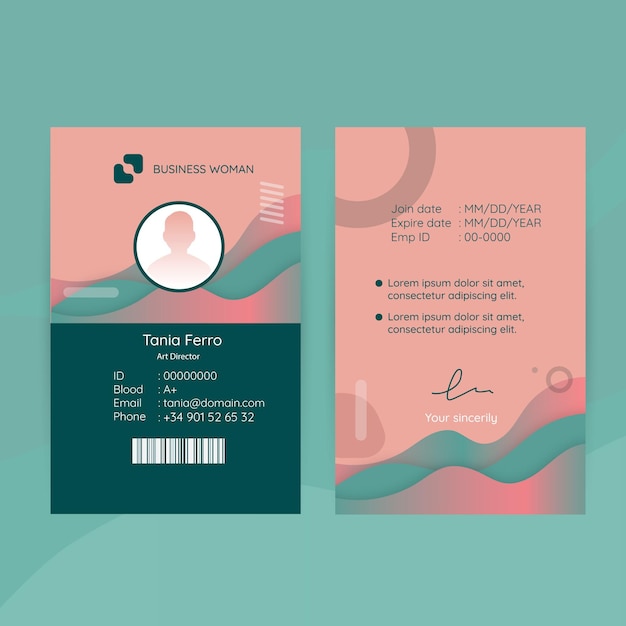 Business woman id card