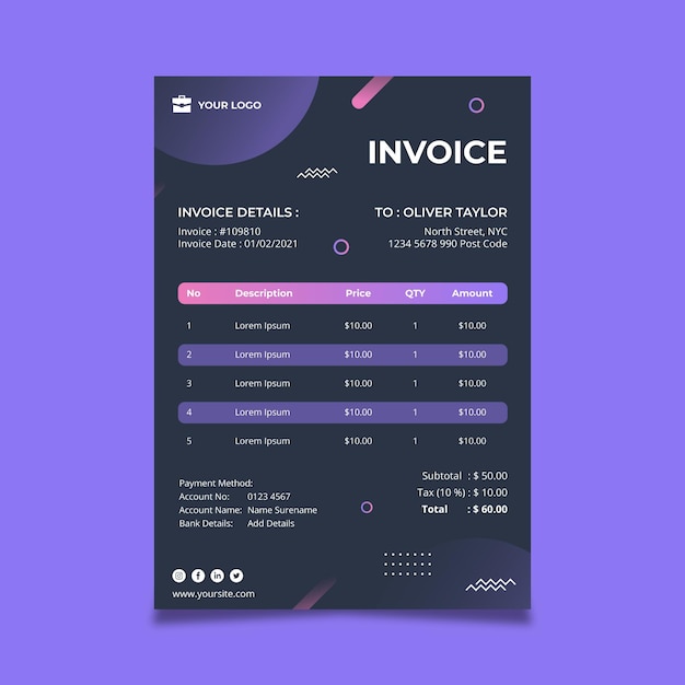 Business woman invoice template