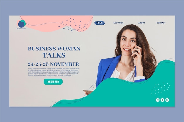 Business woman landing page template