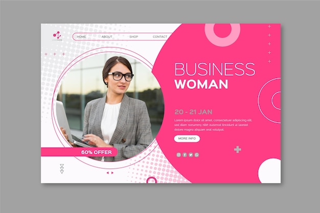 Business woman landing page template