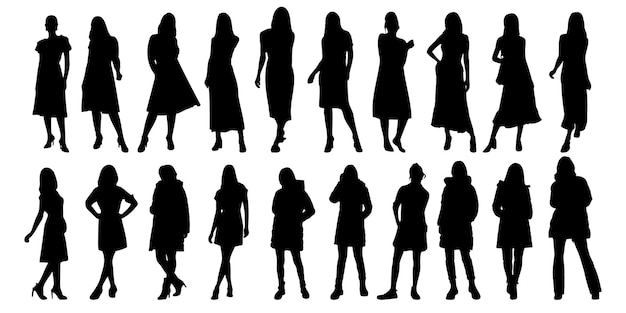 Free vector business woman silhouette fashion girl silhouette