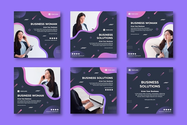 Free Vector business woman social media posts