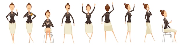 Business Woman In Various Poses Set