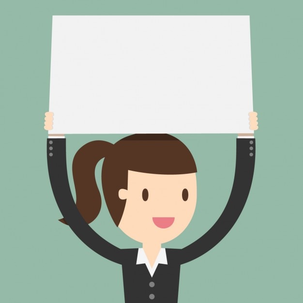 Free Vector business woman with a blank placard