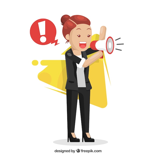 Free Vector business woman with megaphone