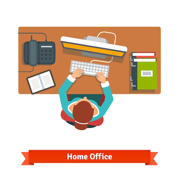 Free Vector business woman working hard sitting at the desk