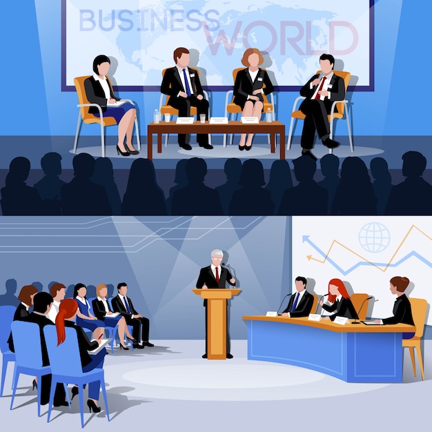 Free Vector business world international conference presentations