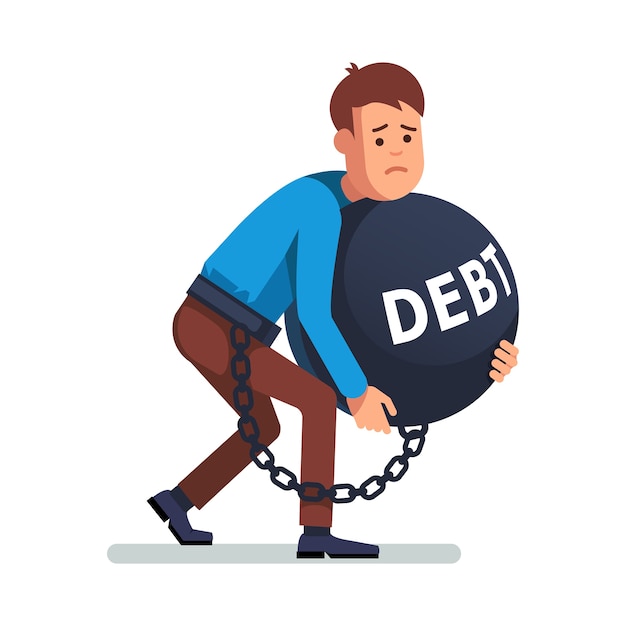 Free Vector businessman chained to debts