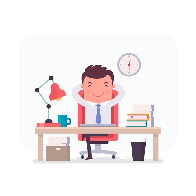 Businessman character relaxed in the office