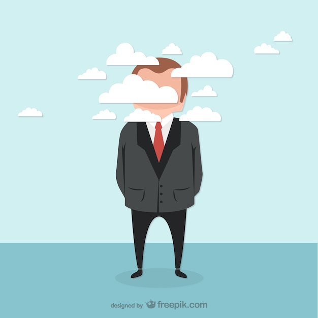 Businessman and clouds vector