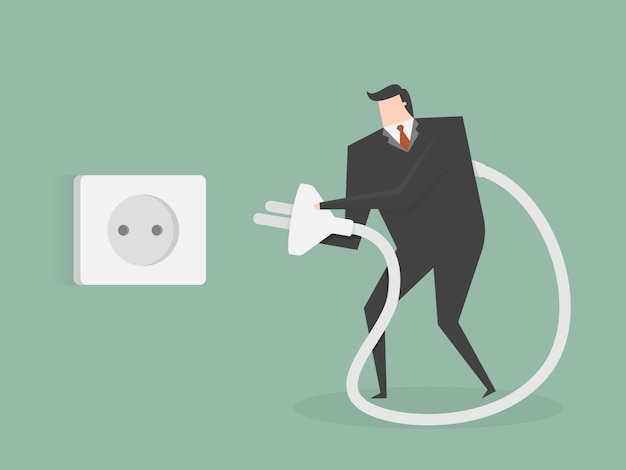 Free vector businessman connecting a plug