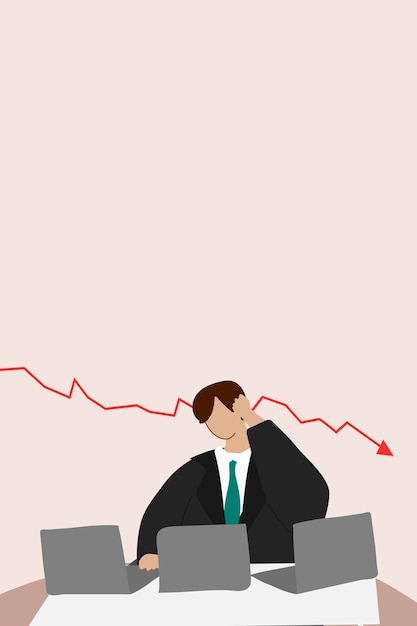 Free vector businessman feeling down about economic crisis caused by coronavirus vector