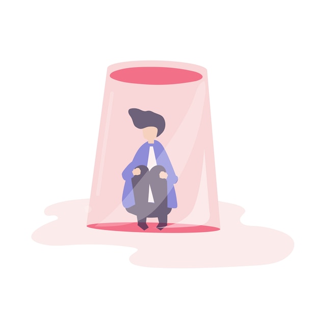 businessman feeling small and trapped illustration