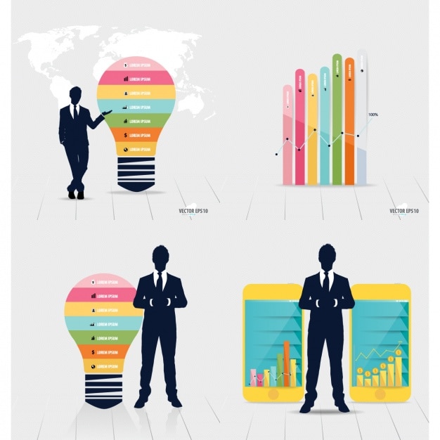 Free Vector businessman infographic with stats