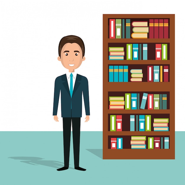 businessman in the library avatar character