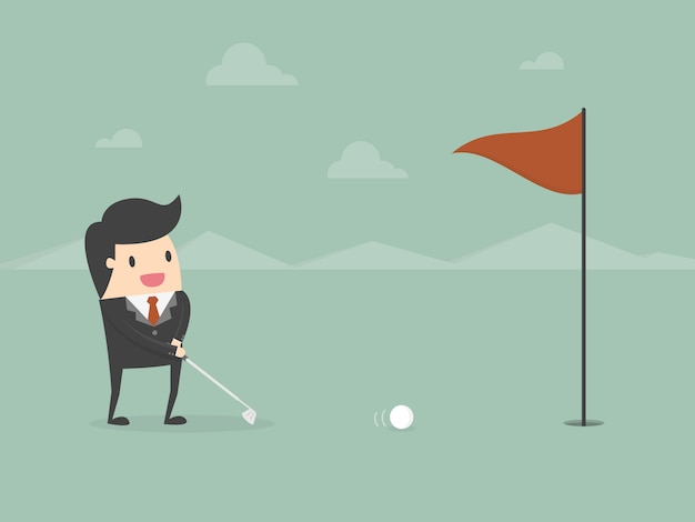 Businessman playing golf