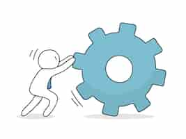 Free vector businessman pushing a gear