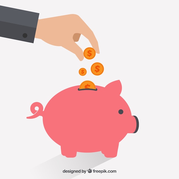 Free vector businessman putting coin into piggybank