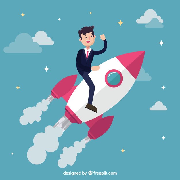 Businessman on a rocket