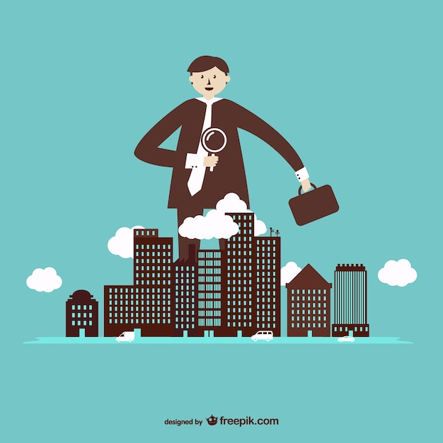 Free Vector businessman searching the city