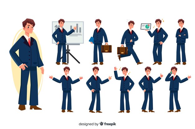 Businessman set with different postures