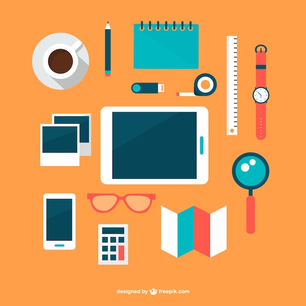 Free Vector businessman tools and electronic devices