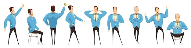 Free Vector businessman in various poses set