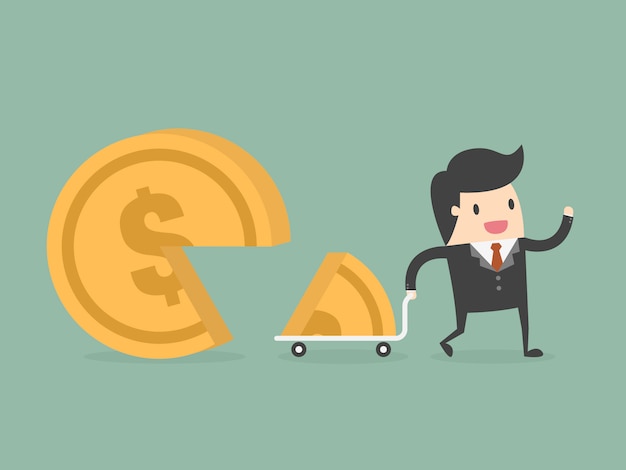 Free vector businessman with a big coin