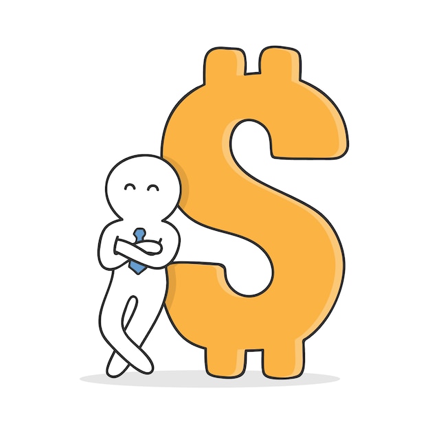 Free vector businessman with big dollar sign