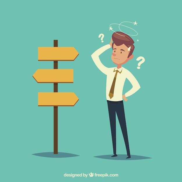 Free Vector businessman with doubts