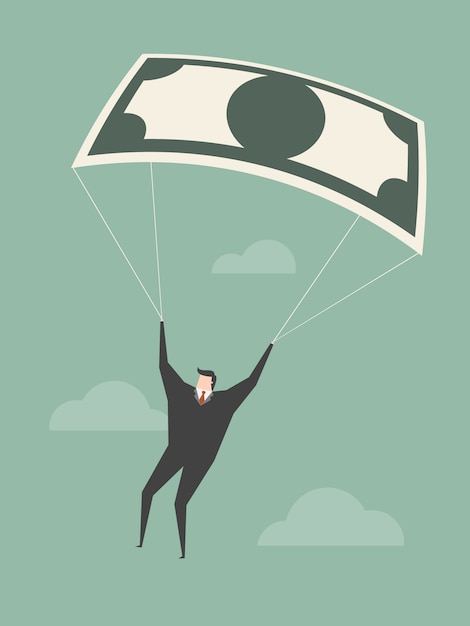 Free Vector businessman with a parachute