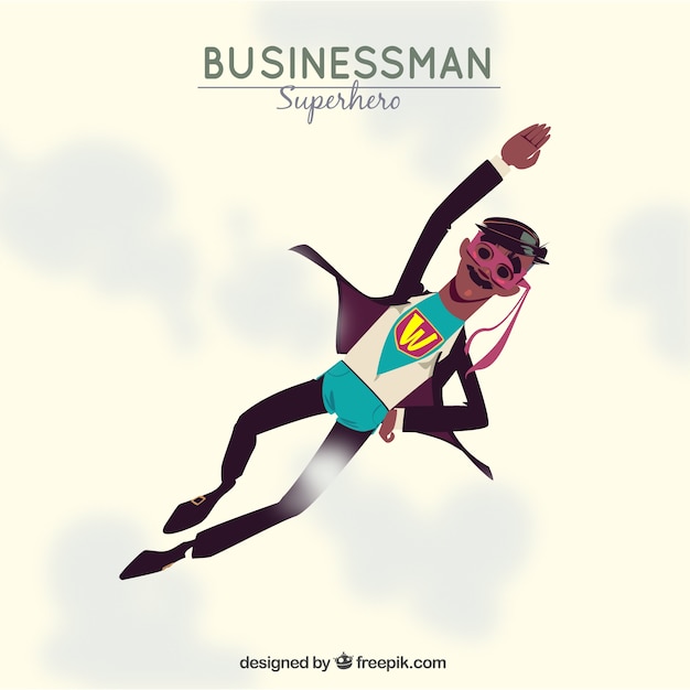 Free Vector businessman with superhero costume