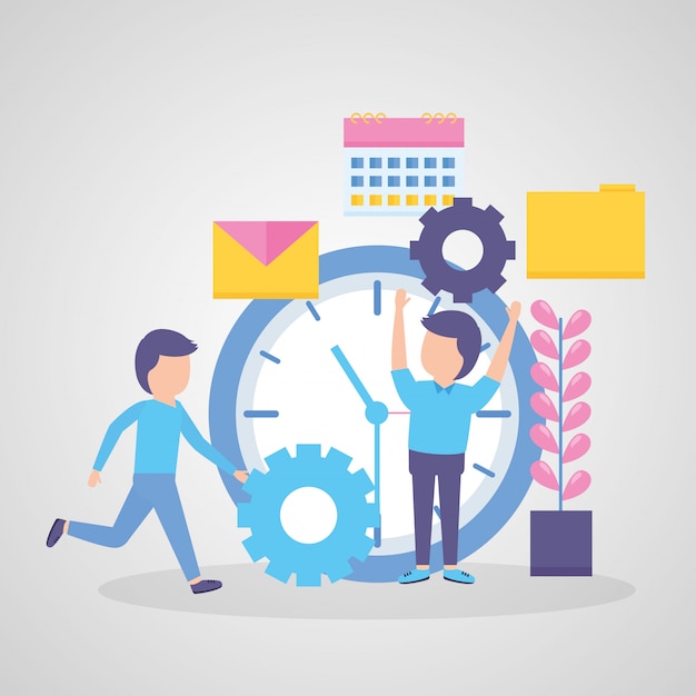 Free Vector businessmen with clock time