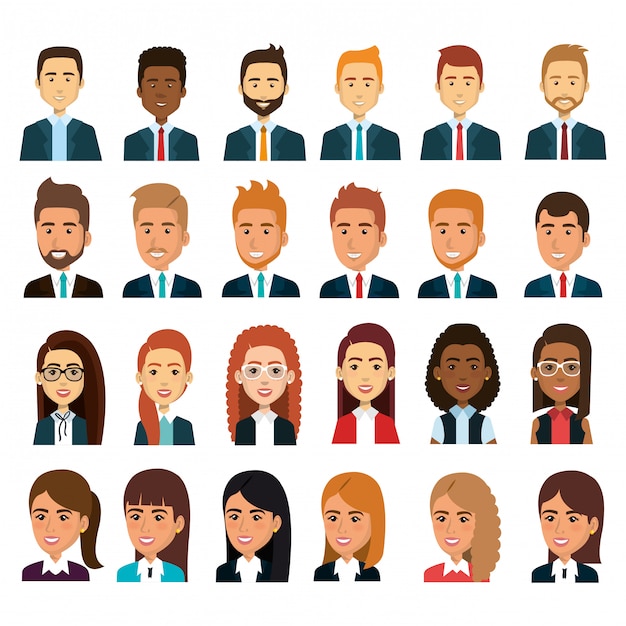 businesspeople teamwork avatar set illustration