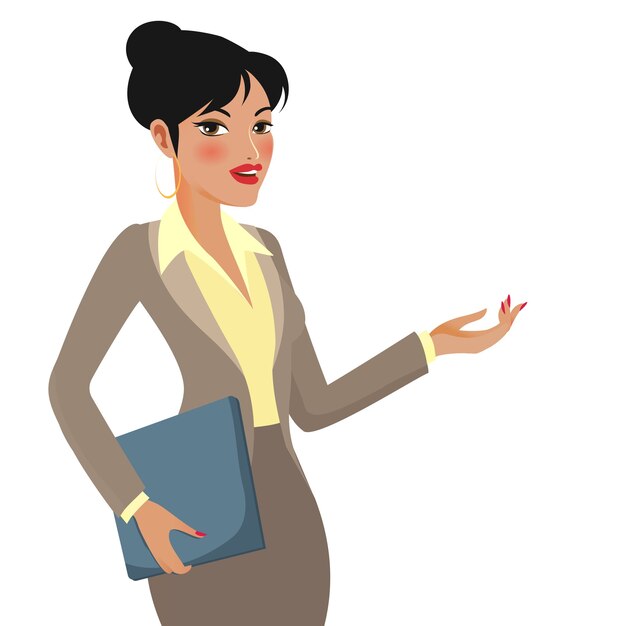 Businesswoman Cartoon Character Making Presentations