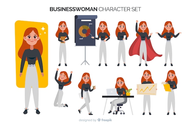 Free Vector businesswoman character set