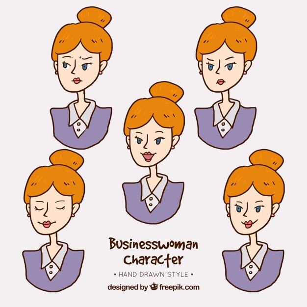 Businesswoman character with variety of expressive gestures