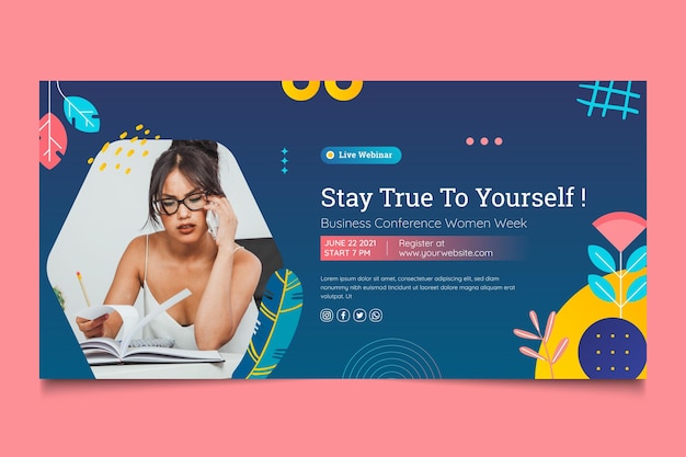 Businesswoman horizontal banner template