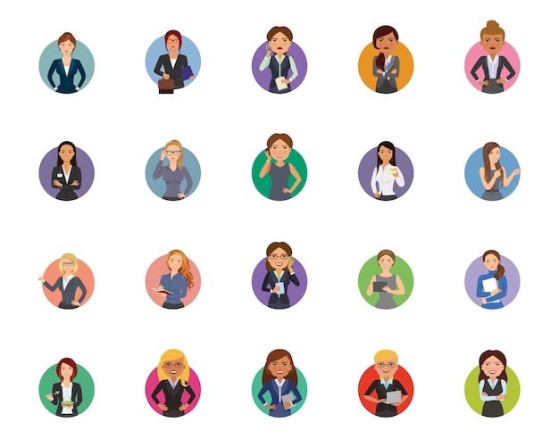 Free Vector businesswoman icon set