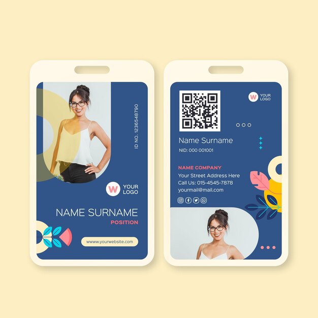 Businesswoman id card template