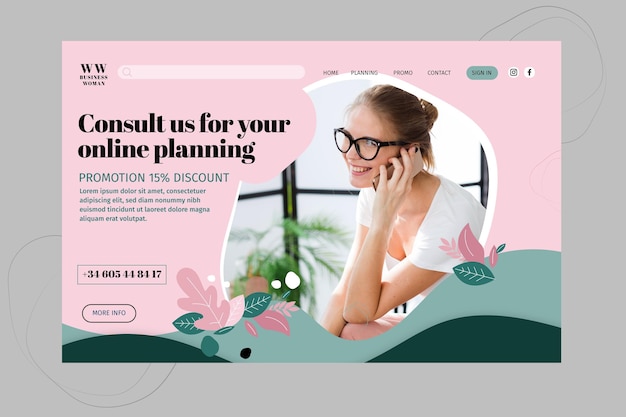 Businesswoman landing page template