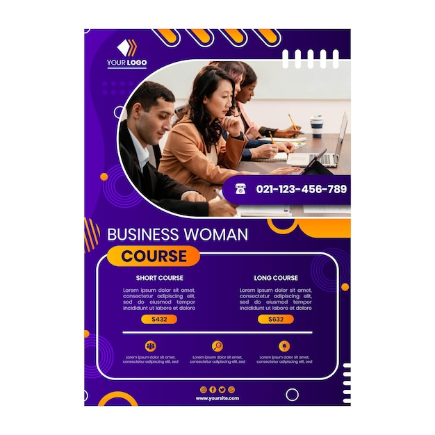 Businesswoman menu template