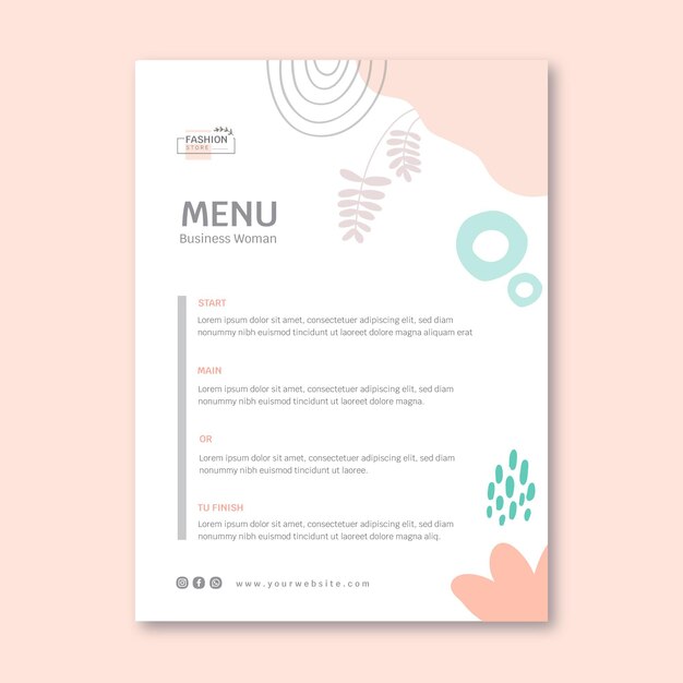 Businesswoman menu template