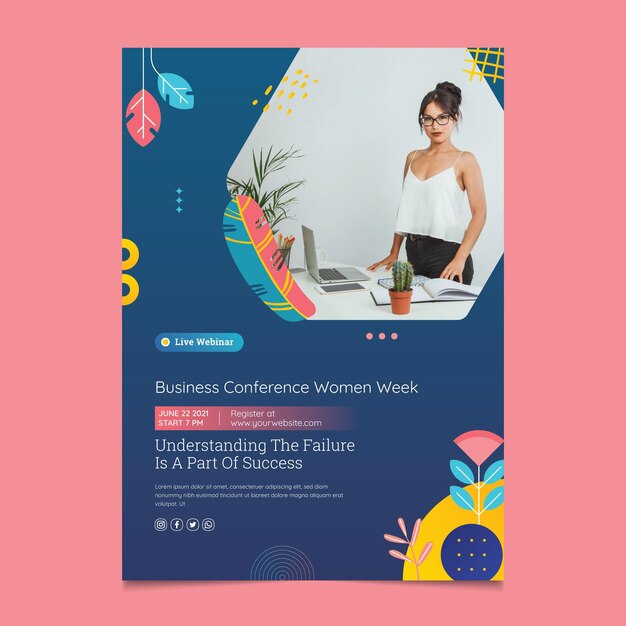 Businesswoman print flyer template